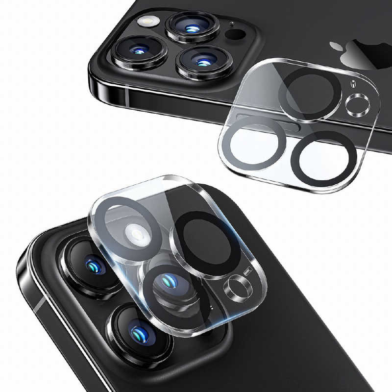 NIMASO NIMASO iPhone15 Pro 6.1インチ ブルーライトカットガラスフィルム+レンズフィルムセット ガイド枠付 安心交換保証  