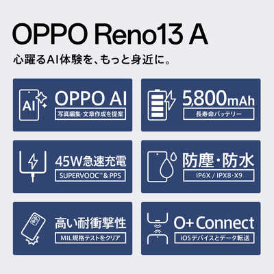OPPO (SIMフリー) Reno13 A ルミナスネイビー QualcommSnapdragon 6