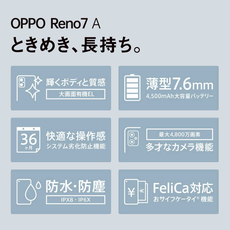 OPPO OPPO SIMフリースマートフォン OPPO Reno7 A 限定BOX ドリームブルー Snapdragon 695 5G 6.4型 CPH2353-ETI81BL CPH2353-ETI81BL