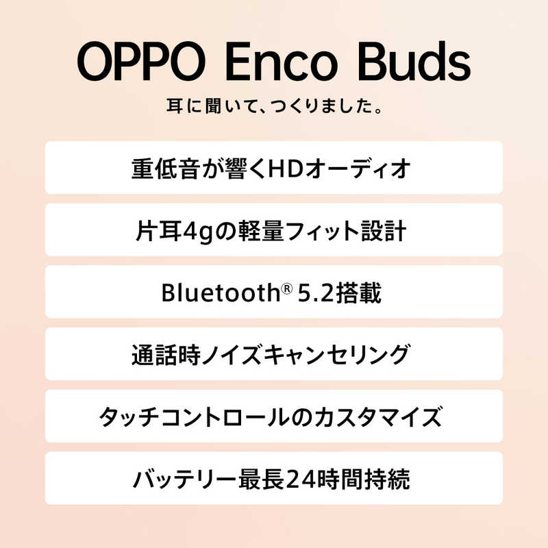 OPPO OPPO フルワイヤレスイヤホン リモコン・マイク対応 ホワイト Enco Buds W12 ETI81WH ETI81WH