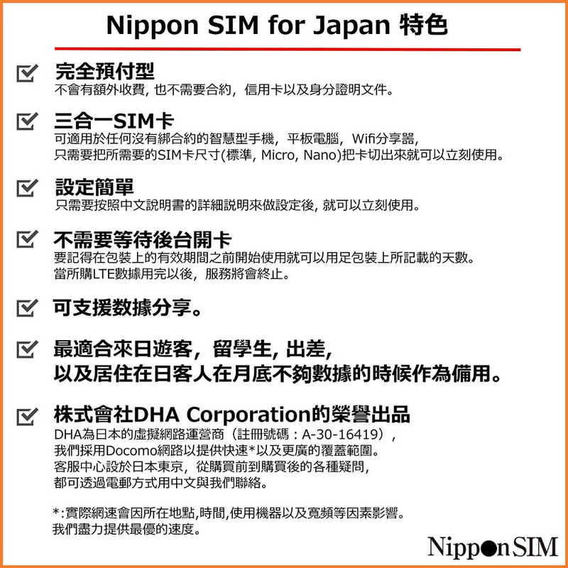 DHA DHA Nippon SIM for Japan 標準版 180日6GB 日本国内用プリペイドデータSIMカード DHASIM099 [マルチSIM /SMS非対応] DHASIM099 DHASIM099