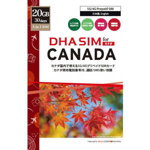 DHA SIM for CANADA �J�i�_�p 30��20GB �����f�[�^ SIM �J�[�h 5G/4G��� ���n�d�b�ԍ��t�� ���n�d�b/SMS�������� �m�}���`SIM / SMS�Ή��n DHA-SIM-325