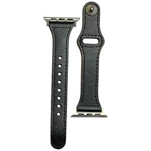 PFJ ピンバックル レザー Lite for Apple Watch 38/40mm 細身 ブラック・シルバー PHDPBSW6S-BKS