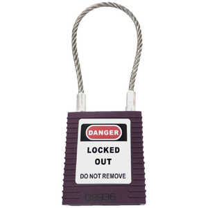 セーフラン安全用品 セーフランロックアウト用ケーブルパドロック紫  14691-1