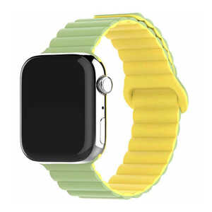 アローン AppleWatch 42/44/45/49 シリコンマグネットバンド グリーンイエロー ALLONE ALG-WM01GRYE