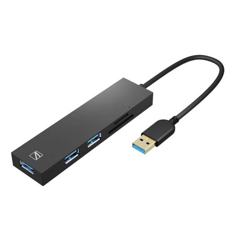 AREA AREA [USB-A オス→メス カードスロットx2 / USB-Ax3] 変換アダプタ ブラック SD-U3HR-A SD-U3HR-A