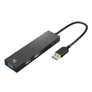 AREA [USB-A オス→メス カードスロットx2 / USB-Ax3] 変換アダプタ ブラック SD-U3HR-A