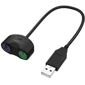 AREA マウス/キーボード分配アダプタ[USB-A オス→メス PS/2x2] ブラック SDPS2CUSB2