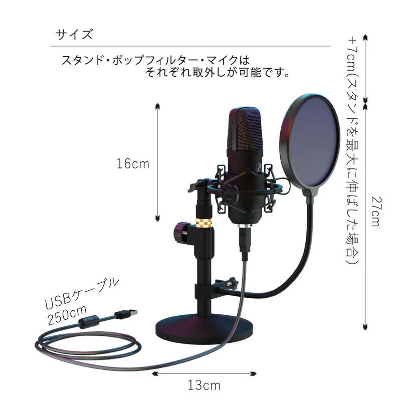 AREA AREA 多用途で使える高性能USBハイエンドマイク エアリア ブラック SD-U2MIC-R2B SD-U2MIC-R2B