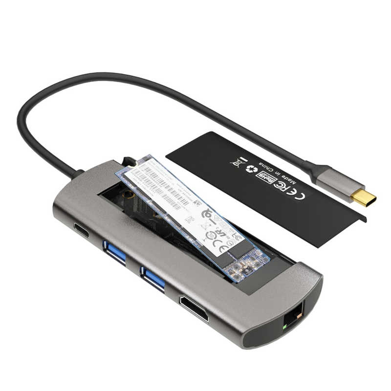 AREA AREA [USB-C オス→メス 外付けSSD/HDMI/LAN/USB-Ax2/USB-C]USB PD対応 60W 変換アダプタ SD-M2COMBO SD-M2COMBO