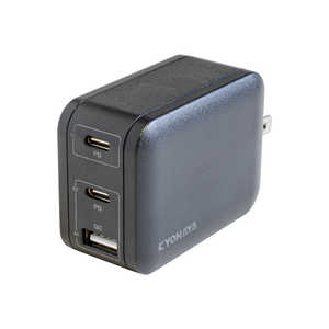 京ハヤ PD対応 急速AC充電器 65W(1ポート最大) USB-C2ポート/A1ポート ブラック JKPD65M3BK 京ハヤ PD対応 急速AC充電器 65W(1ポート最大) USB-C2ポート/A1ポート ブラック JKPD65M3BK