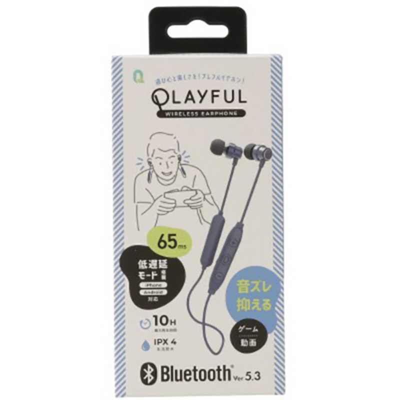 クオリティトラストジャパン クオリティトラストジャパン Bluetooth ver5.3 低遅延ステレオイヤホン ブルー PLAYFUL  QB-081CBL QB-081CBL