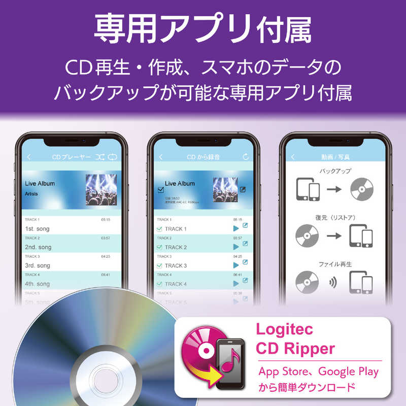 エレコム　ELECOM エレコム　ELECOM WiFi対応CD録音ドライブ 5GHz iOS_Android対応 USB3.0 ホワイト LDR-PS5GWU3RWH LDR-PS5GWU3RWH