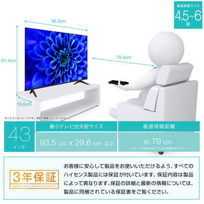 ハイセンス 液晶テレビ [ 43V型 / 4Kチューナー内蔵 ] 43E6G の通販