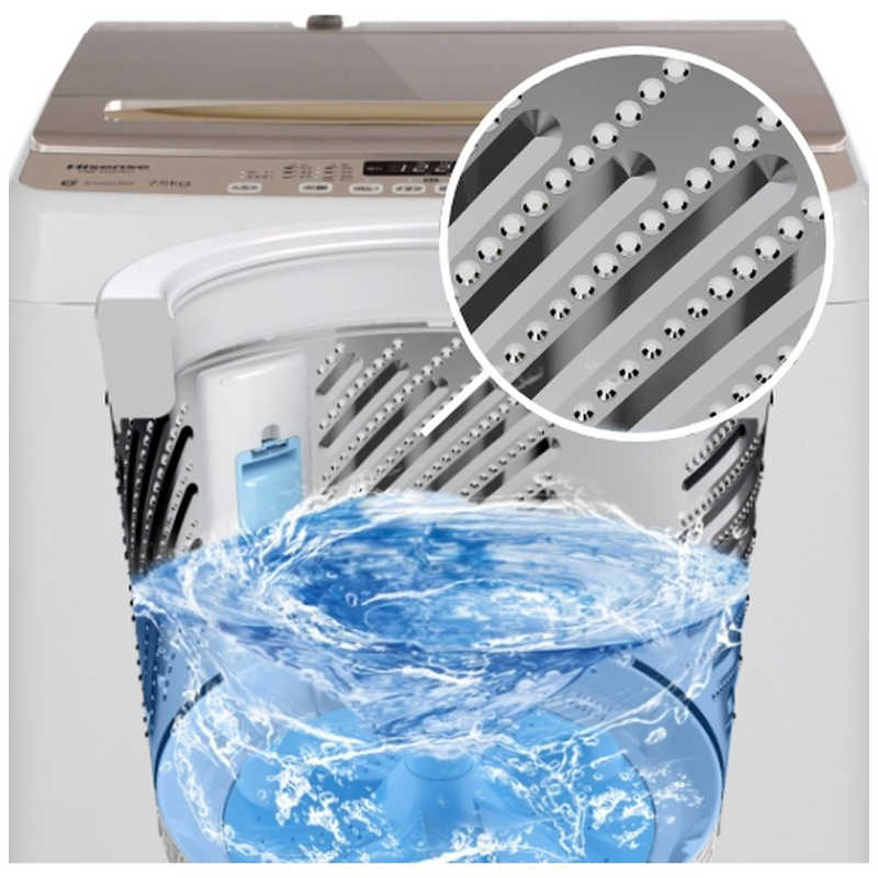 ハイセンス ハイセンス 全自動洗濯機 インバーター 洗濯7.5kg 低騒音タイプ HW-DG75C 本体ホワイト 上部シャンパンゴールド HW-DG75C 本体ホワイト 上部シャンパンゴールド