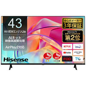 ハイセンス 液晶テレビ ［43V型 /4K対応 /BS・CS 4Kチューナー内蔵 /YouTube対応 /Bluetooth対応］ 43E6K