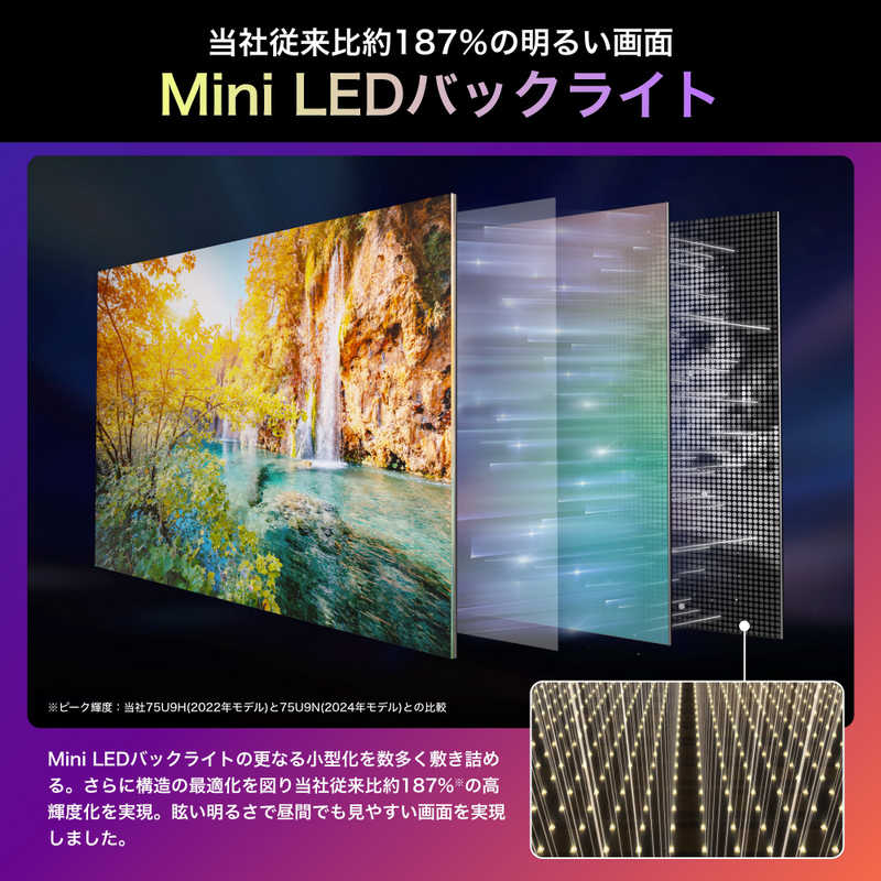 ハイセンス ハイセンス Mini LED液晶テレビ U9Nシリーズ [ 75V型 / Bluetooth対応 / 4K対応 / BS・CS 4Kチューナー内蔵 / YouTube 対応 ] 75U9N 75U9N