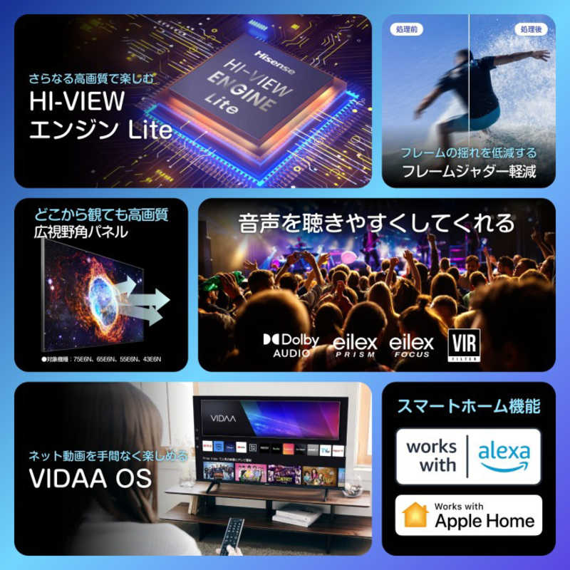 ハイセンス ハイセンス 4K液晶テレビ E6Nシリーズ ［85V型 /4Kチューナー内蔵 /YouTube対応］(要事前見積) 85E6N 85E6N
