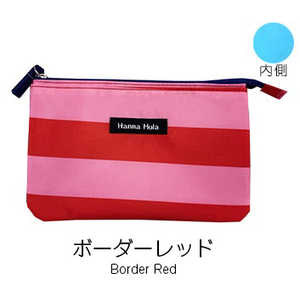 HALKARINS Hanna Hula ハンナフラ 消臭抗菌フラットミニポーチ ボーダーレッド HALKARINS Hanna Hula ハンナフラ 消臭抗菌フラットミニポーチ ボーダーレッド