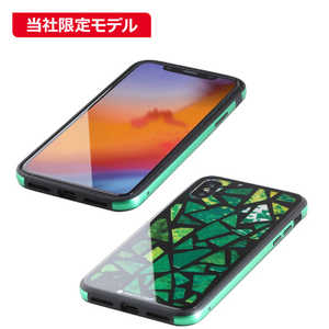 IOデータ iPhone XS 5.8インチ用 ガラス+TPU+アルミ複合素材ケース BKS-IP18STGGASGN ステンドグラス(グリｰン)