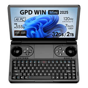 GPD WIN MINI 2025 ［7.0型 /Windows11 Home /AMD Ryzen AI 9 /メモリ：32GB /SSD：2TB /英語版キーボード］ GPDMINI-25BK-3220R