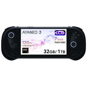 AYANEO 3 国内正規版 ［Windows11 Home /AMD Ryzen 7 /メモリ：32GB /SSD：1TB］ スターリーブラック AYA3-OL883210-BKR