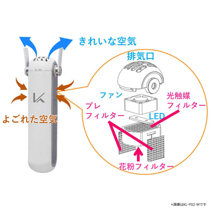 カルテック カルテック 空気清浄機 携帯型 除菌脱臭機(首掛 花粉モデル) MY AIR(マイエア) ブラック KL-P02-BK KL-P02-BK