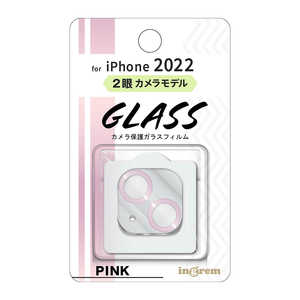 INGREM iPhone 14 用 ガラスフィルム カメラ メタリック 10H/ピンク IN-P3638FG/CAMP