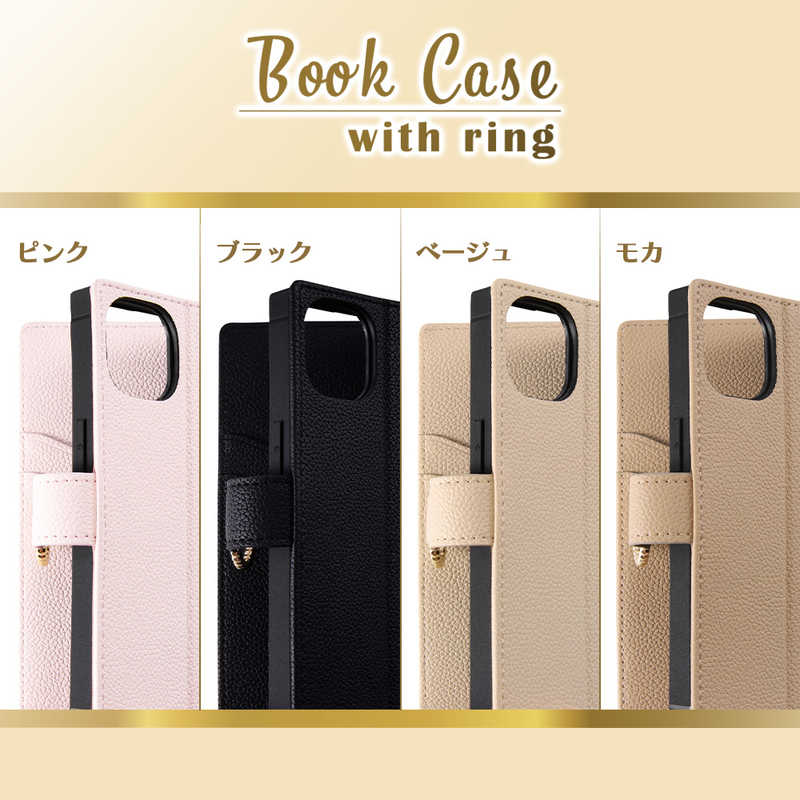 INGREM INGREM iPhone 14 / 13 耐衝撃 手帳型レザーケース KAKU Ring ピンク IN-P36TBC10/P IN-P36TBC10/P