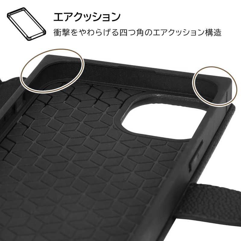 INGREM INGREM iPhone 14 / 13 耐衝撃 手帳型レザーケース KAKU Ring ブラック IN-P36TBC10/B IN-P36TBC10/B