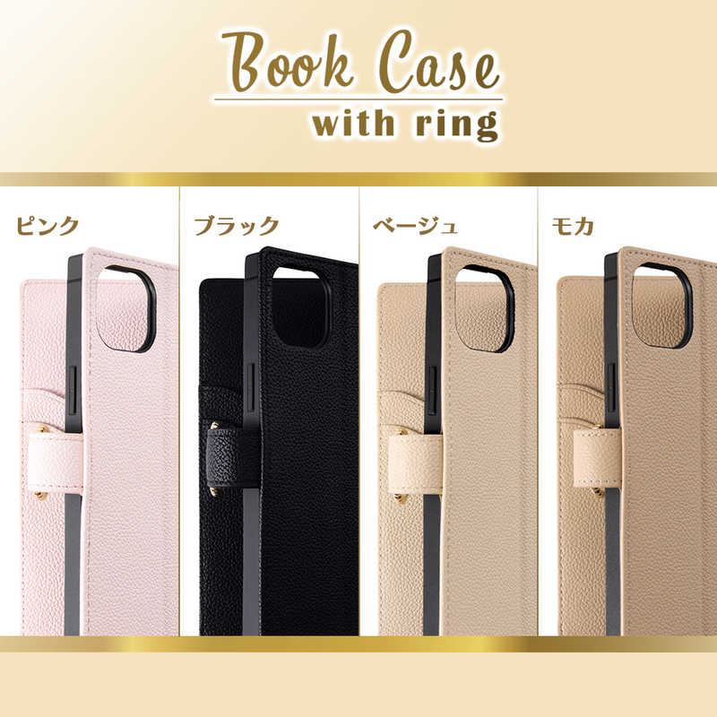 INGREM INGREM iPhone 14 Plus 耐衝撃 手帳型レザーケース KAKU Ring ピンク IN-P38TBC10/P IN-P38TBC10/P