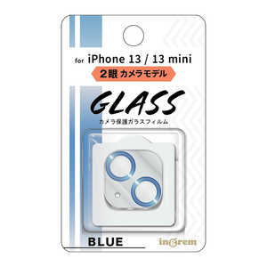 INGREM iPhone 13 mini 13 ガラスフィルム カメラ メタリック 10H 2眼カメラモデルブルー イングレム INP3031FGCAMA