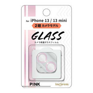 INGREM iPhone 13 mini 13 ガラスフィルム カメラ メタリック 10H ピンク INP3031FGCAMP