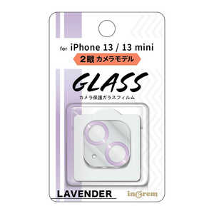 INGREM iPhone 13 mini 13 ガラスフィルム カメラ メタリック 10H 2眼カメラモデルラベンダー イングレム INP3031FGCAMLD