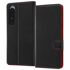レイアウト Xperia 1 IV 耐衝撃 手帳 シンプル マグ/ブラック/レッド BK/RD RTRXP1M4ELC1BR レイアウト Xperia 1 IV 耐衝撃 手帳 シンプル マグ/ブラック/レッド BK/RD RTRXP1M4ELC1BR