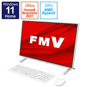 ＜コジマ＞ 富士通 FUJITSU ESPRIMO FH60/F3 ホワイト [23.8型/AMD Ryzen5/メモリ：8GB/SSD：512GB/2021年10月] FMVF60F3W画像