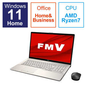 富士通 FUJITSU 【アウトレット】ノートパソコン FMV LIFEBOOK NH77/H1 シャンパンゴールド [17.3型 /Win11 /AMD Ryzen 7 /メモリ：8GB /SSD：512GB /Office] FM