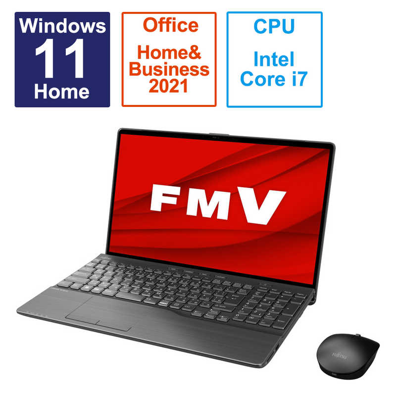 富士通　FUJITSU 富士通　FUJITSU ノートパソコン FMV LIFEBOOK AH77/H2 ブライトブラック [15.6型 /Win11 Home /Core i7 /メモリ：16GB /SSD：512GB /Office] FMVA77H2B FMVA77H2B