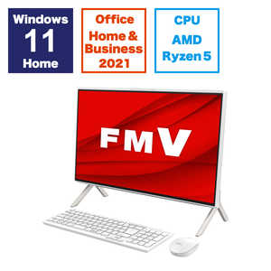 富士通　FUJITSU FMV ESPRIMO FH60/H3 FMV ESPRIMO ［23.8型 /AMD Ryzen5 /メモリ：8GB /SSD：512GB /2023年11月モデル］ ホワイト FMVF60H3W