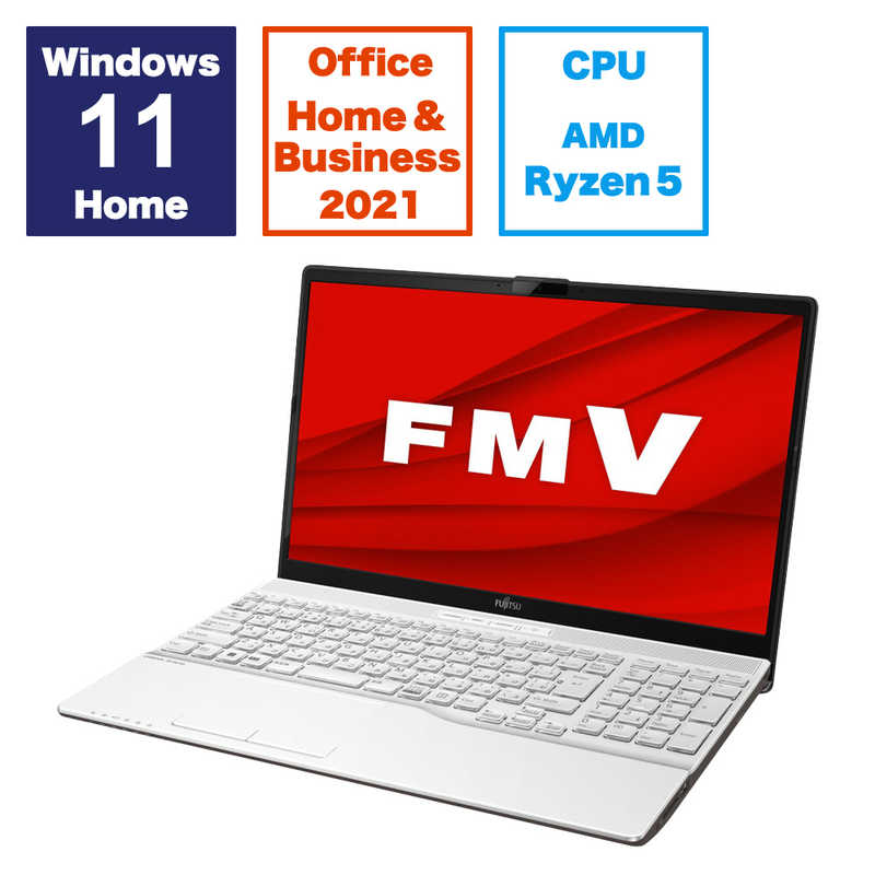 富士通　FUJITSU 富士通　FUJITSU ノートパソコン FMV LIFEBOOK AH480/H プレミアムホワイト [15.6型 /Win11 /AMD Ryzen 5 /メモリ：16GB /SSD：256GB /Office] FMVA480HW FMVA480HW