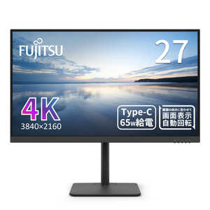 富士通 FUJITSU PCモニター ［27型 /4K(3840×2160) /ワイド］ ブラック VTU27021BT