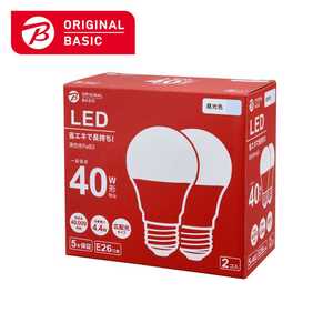 ORIGINALBASIC LED電球 ［E26 一般電球形 40W相当 昼光色 2個 広配光タイプ］ LDA4DGK40XOB2P