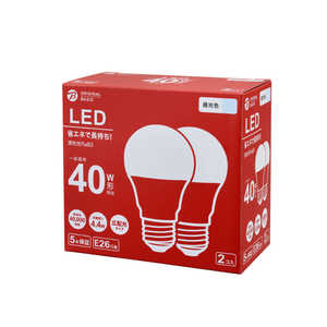 ORIGINALBASIC LED電球 ［E26 一般電球形 40W相当 昼光色 2個 広配光タイプ］ E26/D/40W LDA4DGK40XOB2P