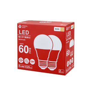 ORIGINALBASIC LED電球 ［E26 一般電球形 60W相当 電球色 2個 広配光タイプ］ E26/L/60W LDA7LGK60XOB2P