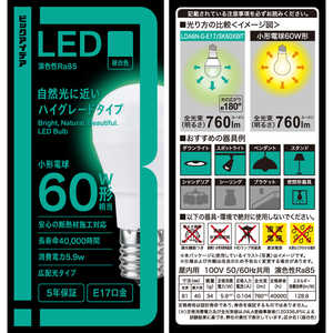 ビックアイデア LED電球 E17 一般電球形 60W相当 昼白色 1個 広配光タイプ 【安心5年保証】 LDA6N-G-E17/SK60XBIT
