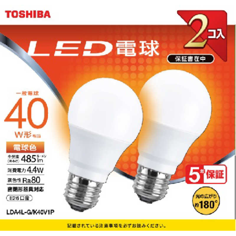 東芝　TOSHIBA 東芝　TOSHIBA LED電球 [E26/電球色] LDA4L-G/K40V1P LDA4L-G/K40V1P