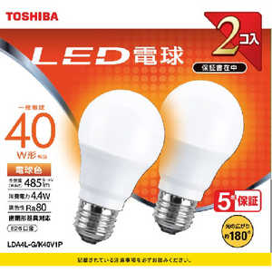 東芝 TOSHIBA LED電球 [E26/電球色] LDA4LGK40V1P