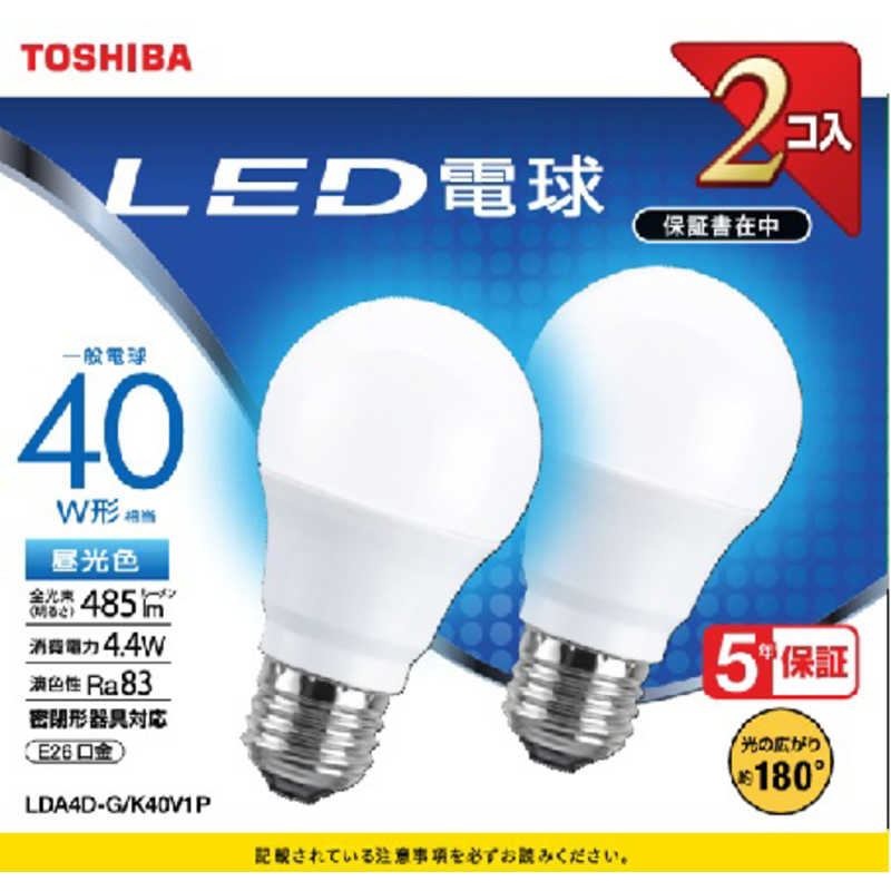 東芝　TOSHIBA 東芝　TOSHIBA LED電球 [E26/昼光色] LDA4D-G/K40V1P LDA4D-G/K40V1P
