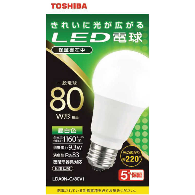 東芝　TOSHIBA 東芝　TOSHIBA LED電球 全方向 昼白色 80W形相当 LDA9N-G/80V1 LDA9N-G/80V1