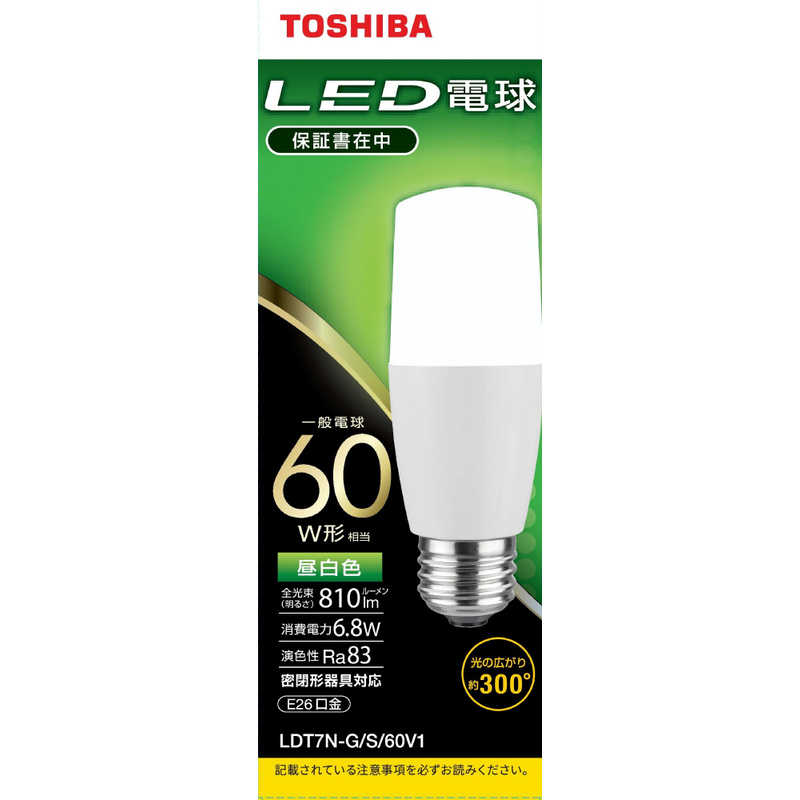東芝　TOSHIBA 東芝　TOSHIBA LED電球(T形)60W相当 昼白色 口金E26 LDT7N-G/S/60V1 LDT7N-G/S/60V1